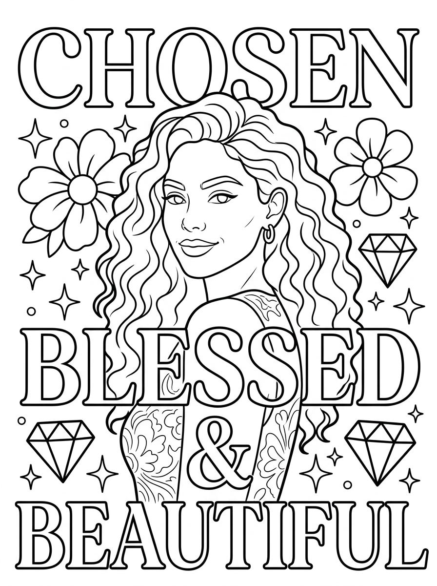 Chosen Blessed & Beautiful coloring page